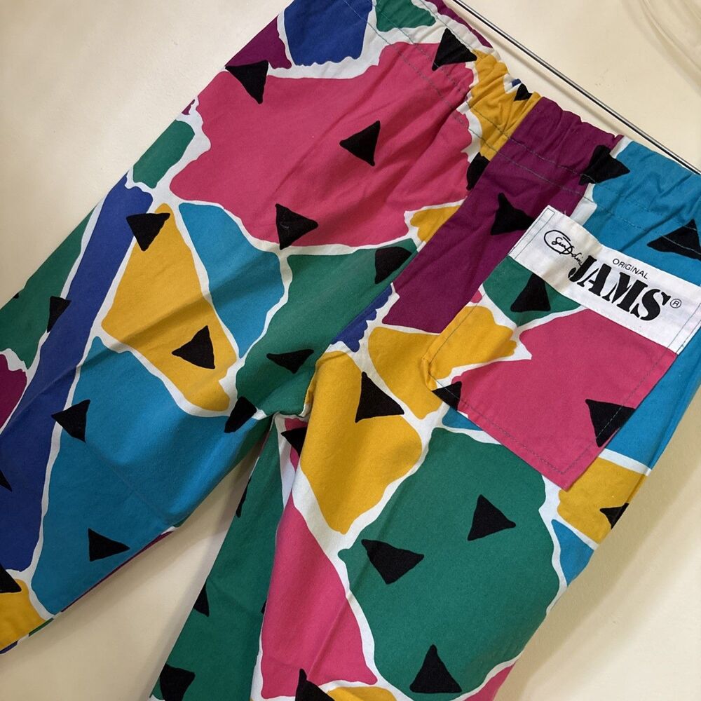 Vintage Original JAMS Pants 80s Geometric Surf Line Festival Size L